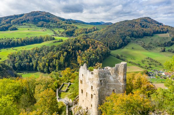 Foto Burgruine inmitten von Bäumen